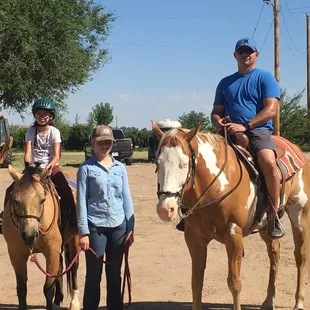Dad rode along with his daughter.