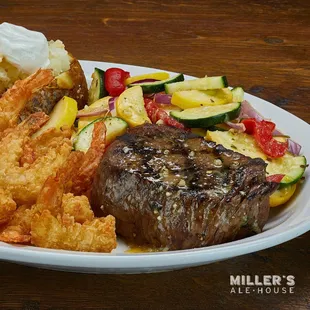 Sirloin &amp; Fried Shrimp