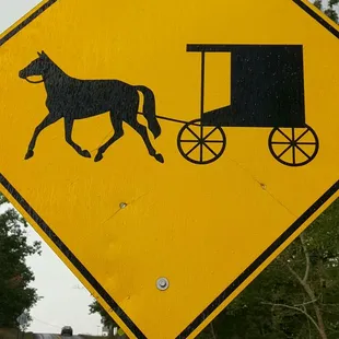 a horse and buggy crossing sign