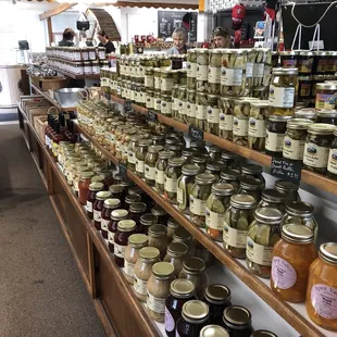 shelves of jars of preserves