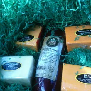 a variety of cheeses