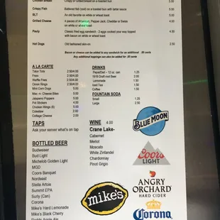 menu