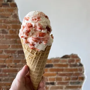 Strawberry Cheesecake waffle cone