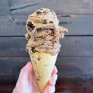 Hard Dip ice cream in a cookie cone.