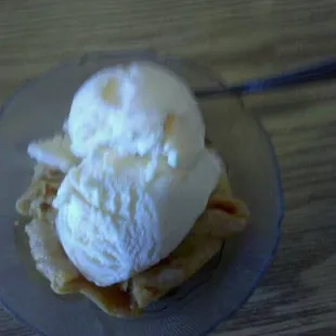 a dessert with ice cream