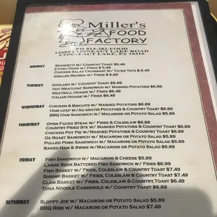 Daily specials...
