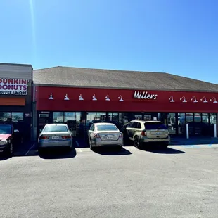 cars parked in front of the store