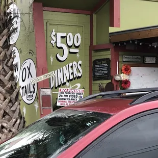 a car parked in front of a store