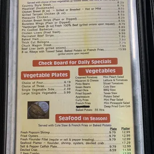 menu