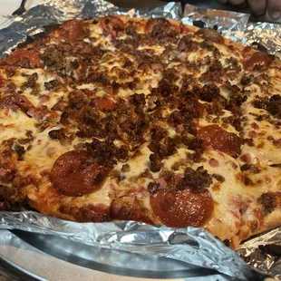 Meat lovers pizza