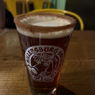 Edgy Elf Latte Beer with cinnamon/sugar rim