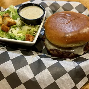 Swiss mushroom burger