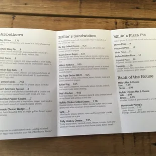 Our current menu