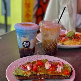 Avocado Toast Blue majik latte vanilla Latte