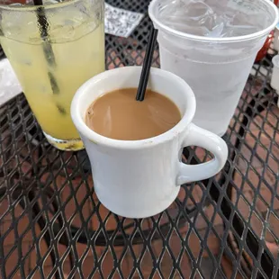 two cups of coffee on a table
