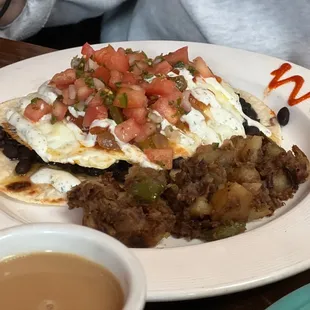 Huevos Rancheros with Indian spiced potatoes