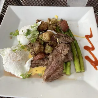 Grilled Marinated Flank Steak and Eggs