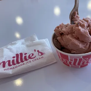 Triple (Rhubarb Sorbet, The Best Chocolate, and Chad's Vanilla hiding in the bottom) ....