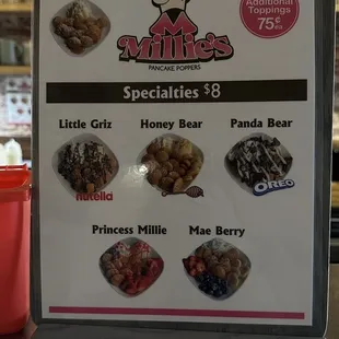 Pancake Poppers Menu