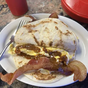 Bacon and egg tacos!
