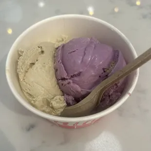 Seasonal Halloween UBE flavor with Coffee Break scoops