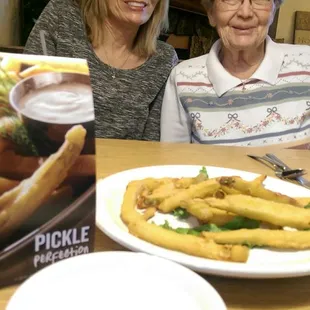 Fried pickles before our all-you-can-eat walleye dinners.