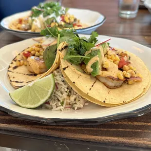 Smith point (grilled shrimp) tacos