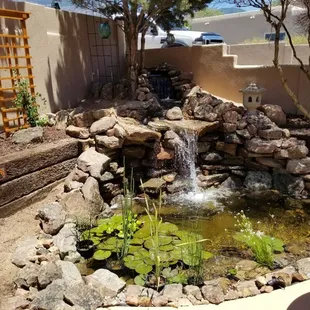 Custom waterfalls with pond.