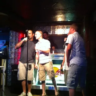 Karaoke (note the drinkholder on the mic stand)