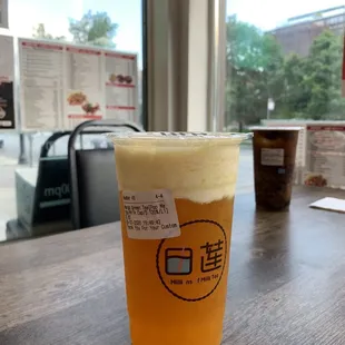 a drink in a plastic cup