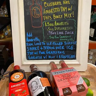 a chalkboard with a list of wines