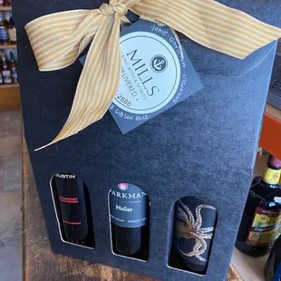 Stunning packaging of three hand-selected cabs by Mills knowledgeable staff!