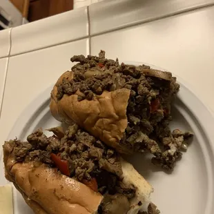 Steak and mushroom hoagie.