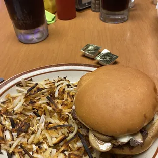 Charred remains of hash browns.