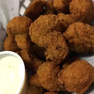 Battered mushrooms. The ranch was watery though