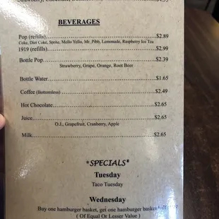 menu