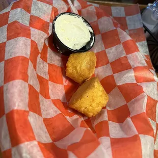 Cornbread muffins were disappointing, but free!