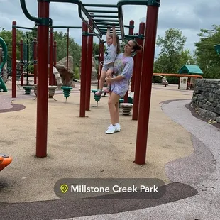 Trying out the monkey bars