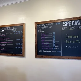 menus on the wall