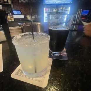 Margarita and draft beer