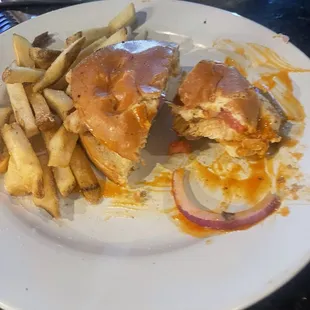 Grilled chicken sandwich and fries