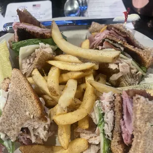The club sandwich and fries