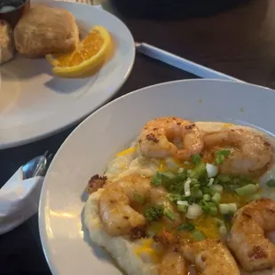 Shrimp &amp; Grits and 3 eggs omelette.