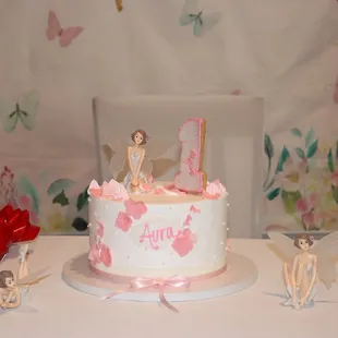 1st birthday Flower Fairy theme cake. Cake Flavor  : Mexican Vanilla &amp; Mango.