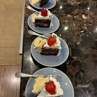 a long line of desserts