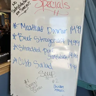 Watch for the daily specials