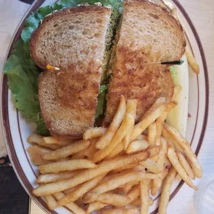 Veggie sandwich and fries