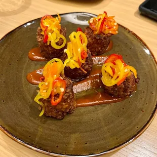 Pimento cheese tots with spicy ketchup