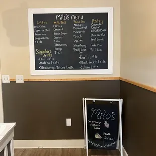 Chalk board menu
