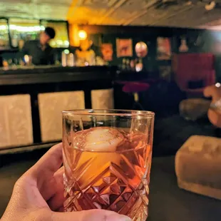 Old Fashioned, made with whiskey and Amaro